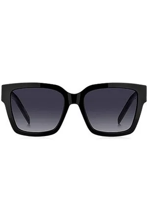 HUGO BOSS Óculos escuros em acetato preto com monogramas Double B dourados