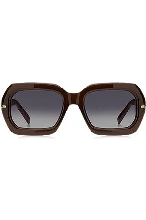 HUGO BOSS Óculos escuros em acetato castanho com hastes com padrão