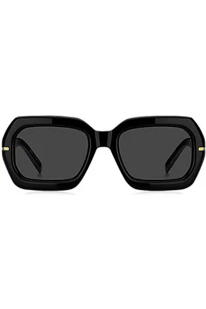 HUGO BOSS Óculos escuros em acetato preto com dobradiças douradas