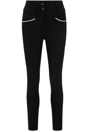 HUGO BOSS Calças equestres com cintura alta e aderência no joelho