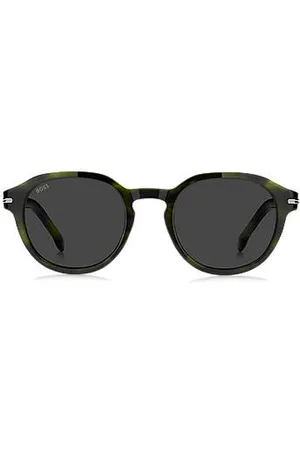 HUGO BOSS Óculos escuros de cor verde com dobradiças em tom prateado