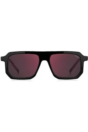 HUGO BOSS Óculos escuros pretos com detalhes exclusivos em vermelho
