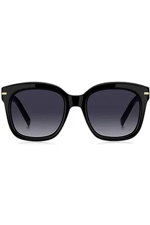 HUGO BOSS Óculos escuros em acetato preto com dobradiças douradas