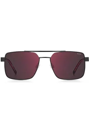 HUGO BOSS Óculos escuros de ponte dupla em preto e vermelho