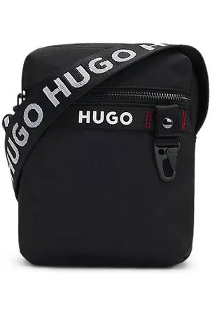 HUGO BOSS Bolsa repórter com alça ajustável da marca e fecho de correr