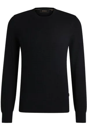 HUGO BOSS Camisola em seda de ajuste regular com estrutura tricotada
