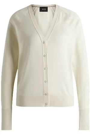 HUGO BOSS Cardigan de ajuste descontraído em lã, seda e caxemira