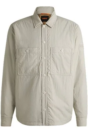 HUGO BOSS Sobrecamisa de ajuste grande em tecido enrugado com acolchoamento leve