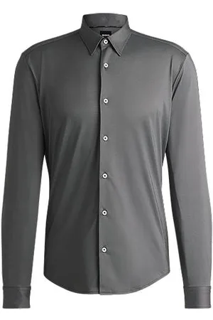 HUGO BOSS Camisa de ajuste slim em tecido elástico de alto desempenho estruturado