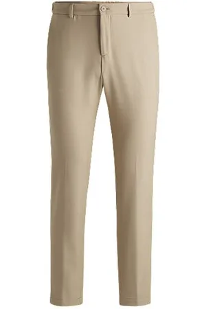 HUGO BOSS Calças laváveis de ajuste slim em tecido elástico com micropadrão