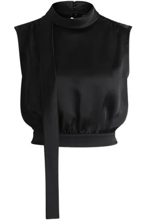 HUGO BOSS Top de cetim sem mangas com detalhe no colarinho
