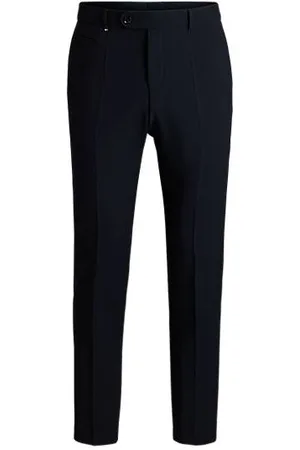 HUGO BOSS Calças de ajuste slim em piqué elástico com micropadrão