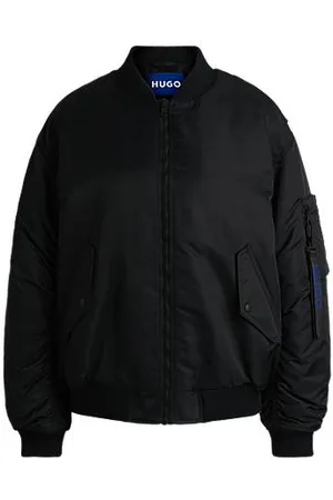 HUGO BOSS Casaco estilo bomber repelente à água com fecho da marca