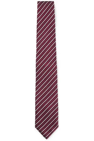 HUGO BOSS Gravata com riscas diagonais em jacquard de mistura de seda
