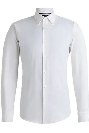 HUGO BOSS Camisa de ajuste regular em sarja elástica de desempenho