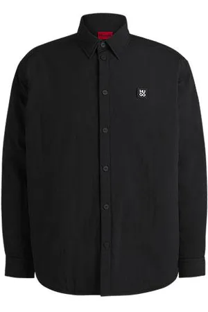 HUGO BOSS Sobrecamisa acolchoada de ajuste grande com emblema de logótipo sobreposto