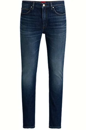 HUGO BOSS Calças de ganga com ajuste extra-slim em ganga elástica azul-escura