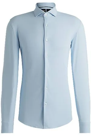 HUGO BOSS Camisa de ajuste slim em jersey elástico para desempenho estruturado