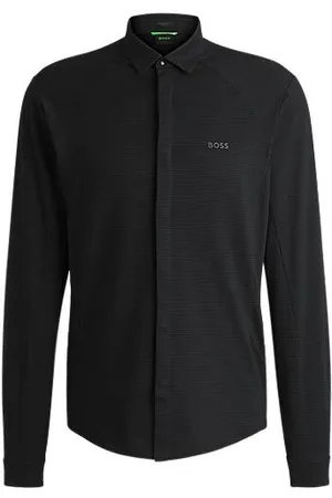 HUGO BOSS Camisa de ajuste regular em malha piqué de algodão