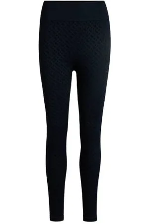 HUGO BOSS Leggings de malha ativa em jersey canelado elástico com padrão de monograma