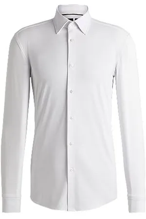 HUGO BOSS Camisa de ajuste slim em jersey elástico texturizado para desempenho
