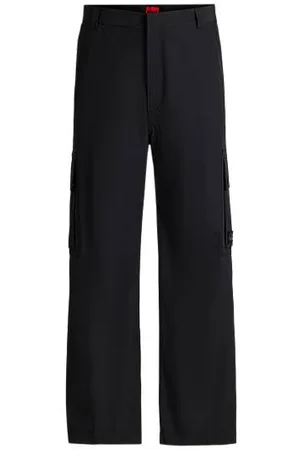 HUGO BOSS Calças de ajuste regular em popelina impermeável