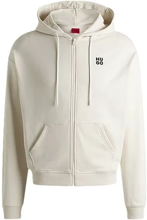 HUGO BOSS Camisola com capuz em terry de algodão com logótipo sobreposto