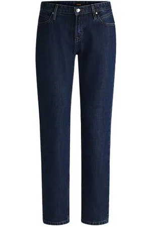HUGO BOSS Calça de ganga slim fit em ganga lavada com enxaguamento azul