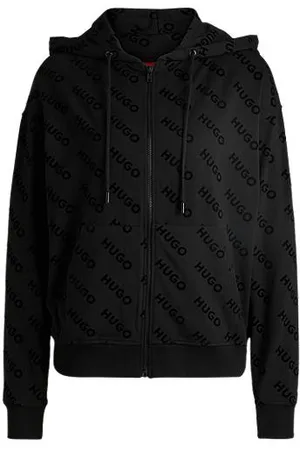 HUGO BOSS Camisola com capuz em jersey com fecho com logótipos estampados de flocos