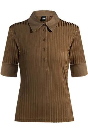 HUGO BOSS T-shirt com colarinho de polo canelado com acabamentos simples