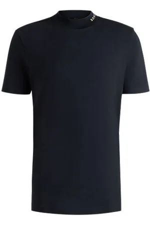 HUGO BOSS T-shirt em algodão elástico com gola com logótipo