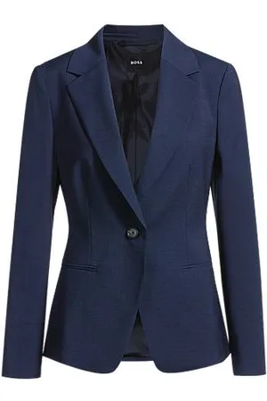 HUGO BOSS Blazer de ajuste regular em lã virgem com microxadrez