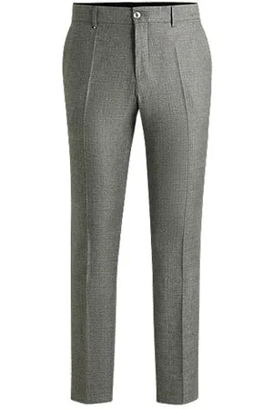 HUGO BOSS Calças formais em tecido elástico com micropadrão