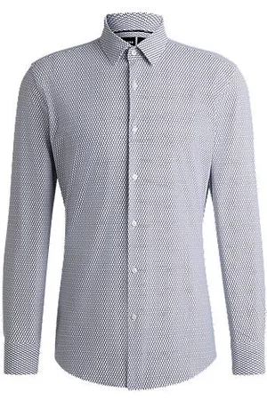 HUGO BOSS Camisa de ajuste slim estampada em jersey elástico de alto desempenho