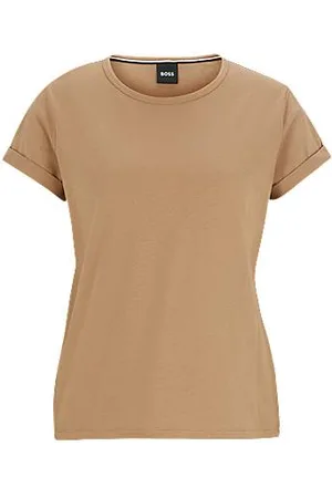 HUGO BOSS T-shirt em jersey de algodão com punhos enrolados