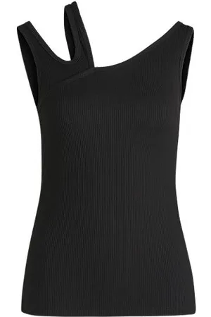 HUGO BOSS Top canelado com detalhe recortado