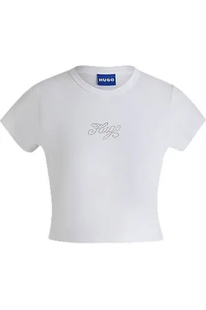 HUGO BOSS T-shirt de algodão elástico com logótipo cravejado de cristais