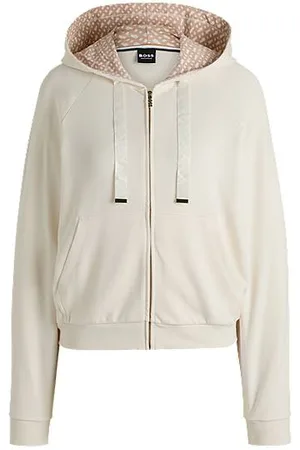 HUGO BOSS Camisola com capuz com fecho de correr com detalhes de monograma