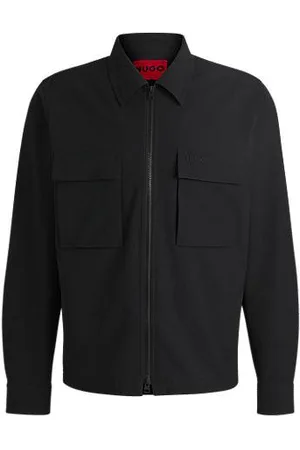 HUGO BOSS Sobrecamisa de ajuste grande em seersucker repelente à água