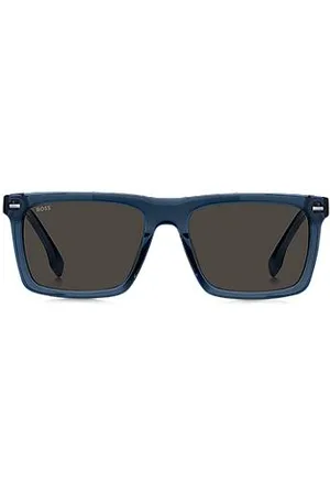 HUGO BOSS Óculos escuros em acetato azul com hastes em fibra de carbono com padrão