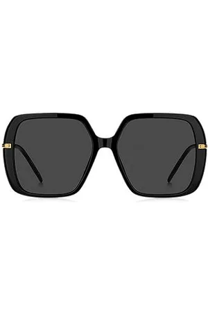 HUGO BOSS Óculos escuros em acetato preto em camadas com hastes de tom dourado
