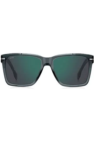 HUGO BOSS Óculos escuros em acetato cinzento com acabamentos em tom prateado