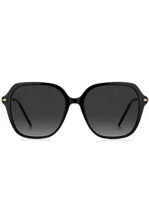 HUGO BOSS Óculos escuros com armação de acetato preto com hastes de metal