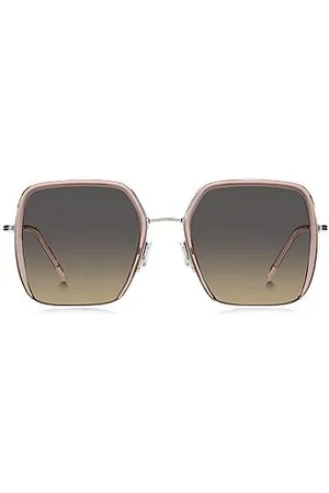 HUGO BOSS Óculos escuros em acetato rosa com aço prateado