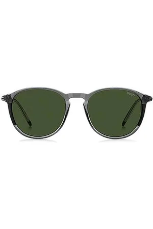 HUGO BOSS Óculos escuros em acetato cinzento com hastes tubulares