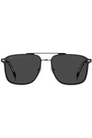 HUGO BOSS Óculos escuros em aço preto com hastes de acetato