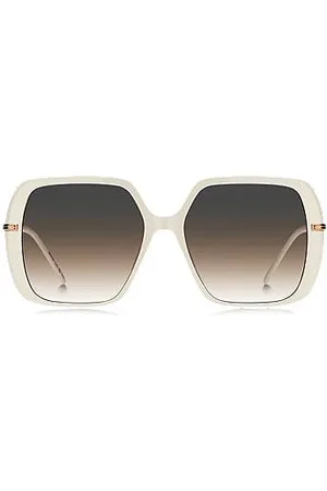 HUGO BOSS Óculos escuros em acetato creme em camadas com hastes de tom dourado rosa