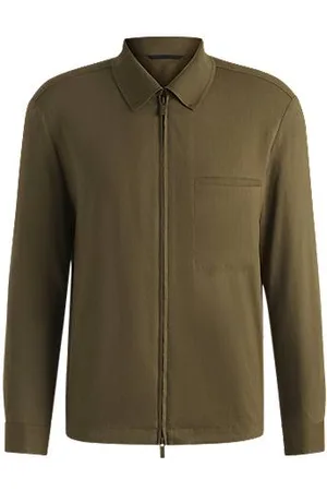 HUGO BOSS Sobrecamisa de ajuste descontraído com fecho de correr em mistura de linho
