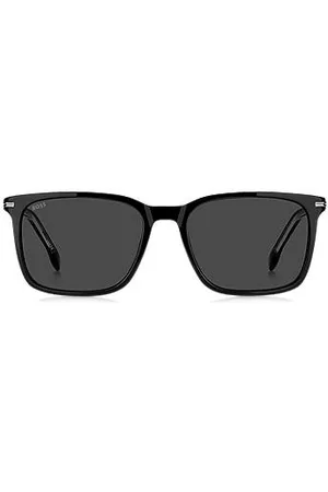 HUGO BOSS Óculos escuros em acetato preto com acabamentos prateados