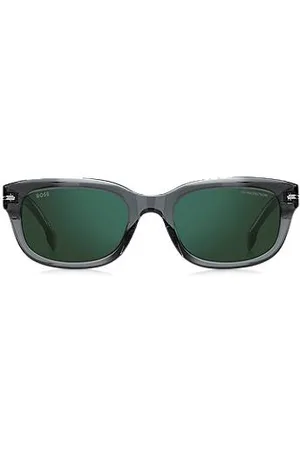 HUGO BOSS Óculos escuros em acetato cinzento com lentes verdes